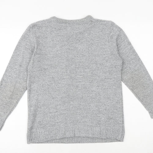Lady Ice Womens Grey Round Neck Acrylic Pullover Jumper Size S