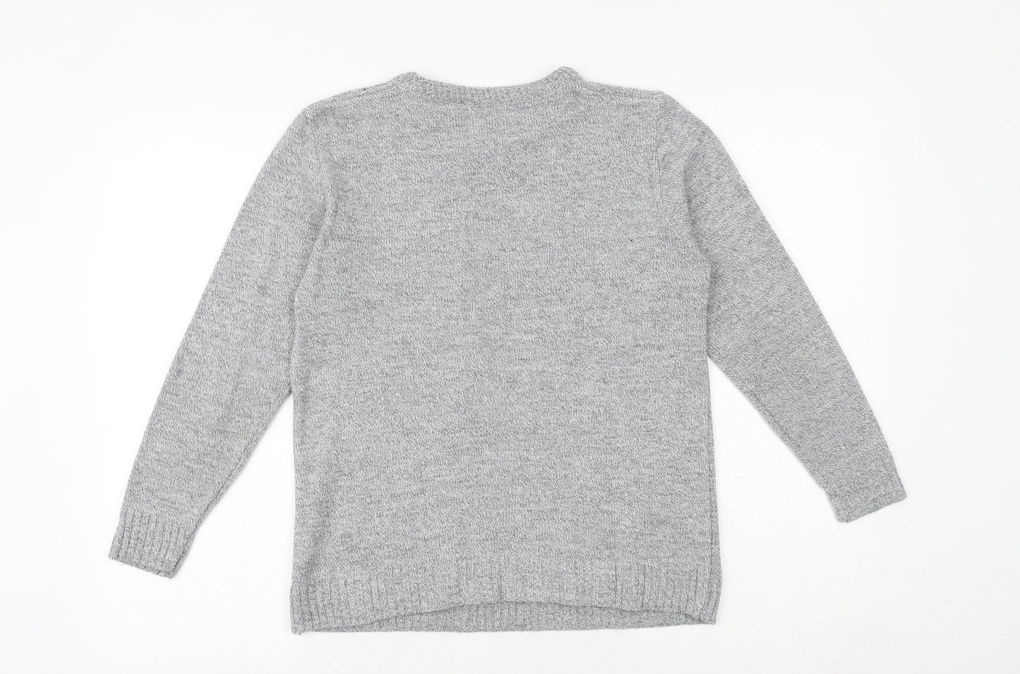 Lady Ice Womens Grey Round Neck Acrylic Pullover Jumper Size S