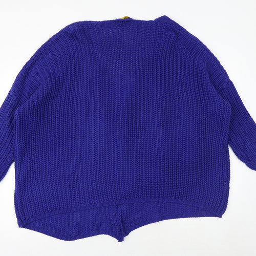 Elk Womens Blue V-Neck Acrylic Cardigan Jumper Size M