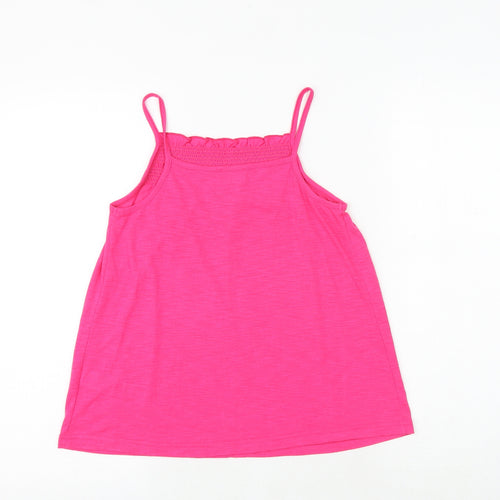 NEXT Girls Pink Viscose Basic Tank Size 11 Years Square Neck Pullover