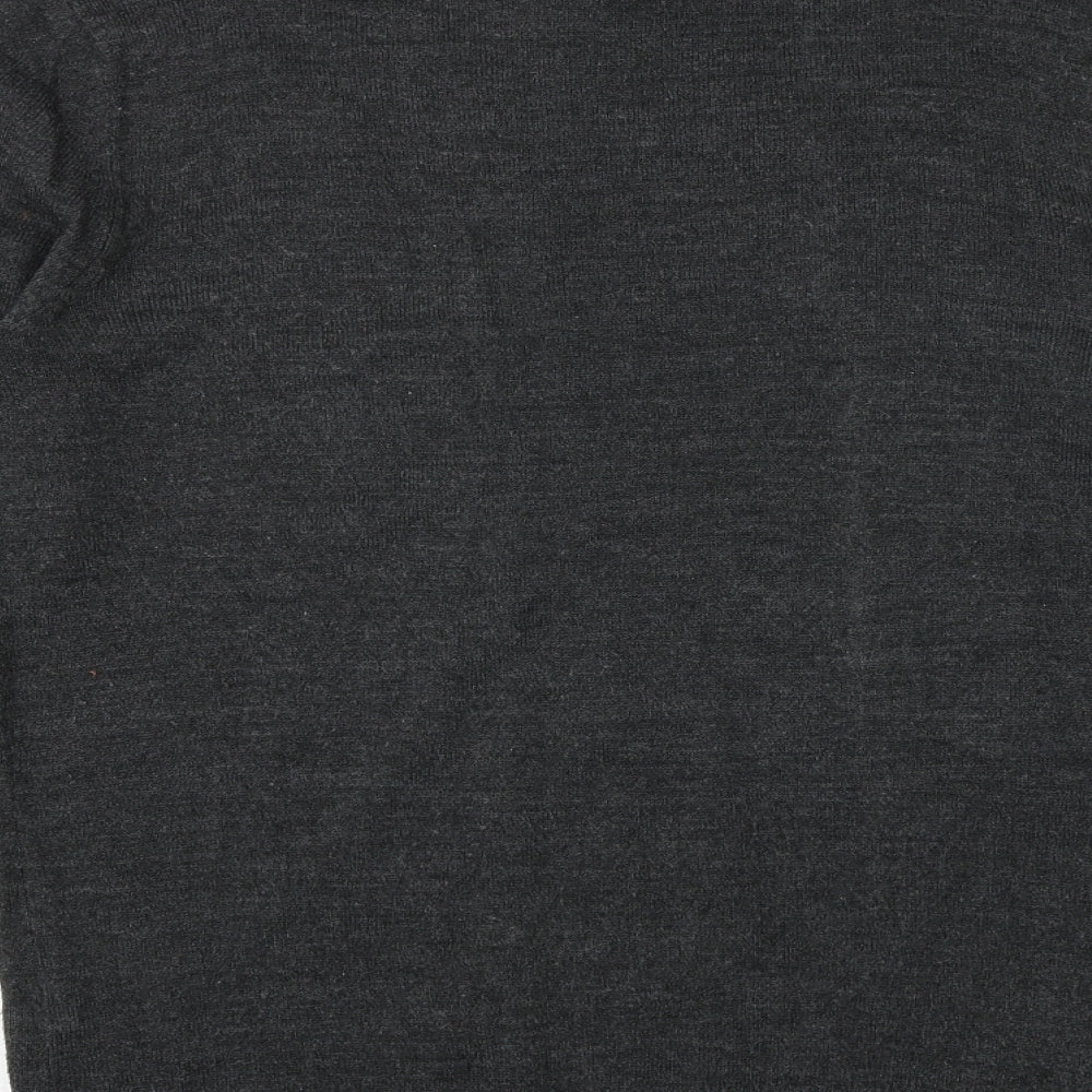 New Look Mens Grey Round Neck Acrylic Pullover Jumper Size S Long Sleeve