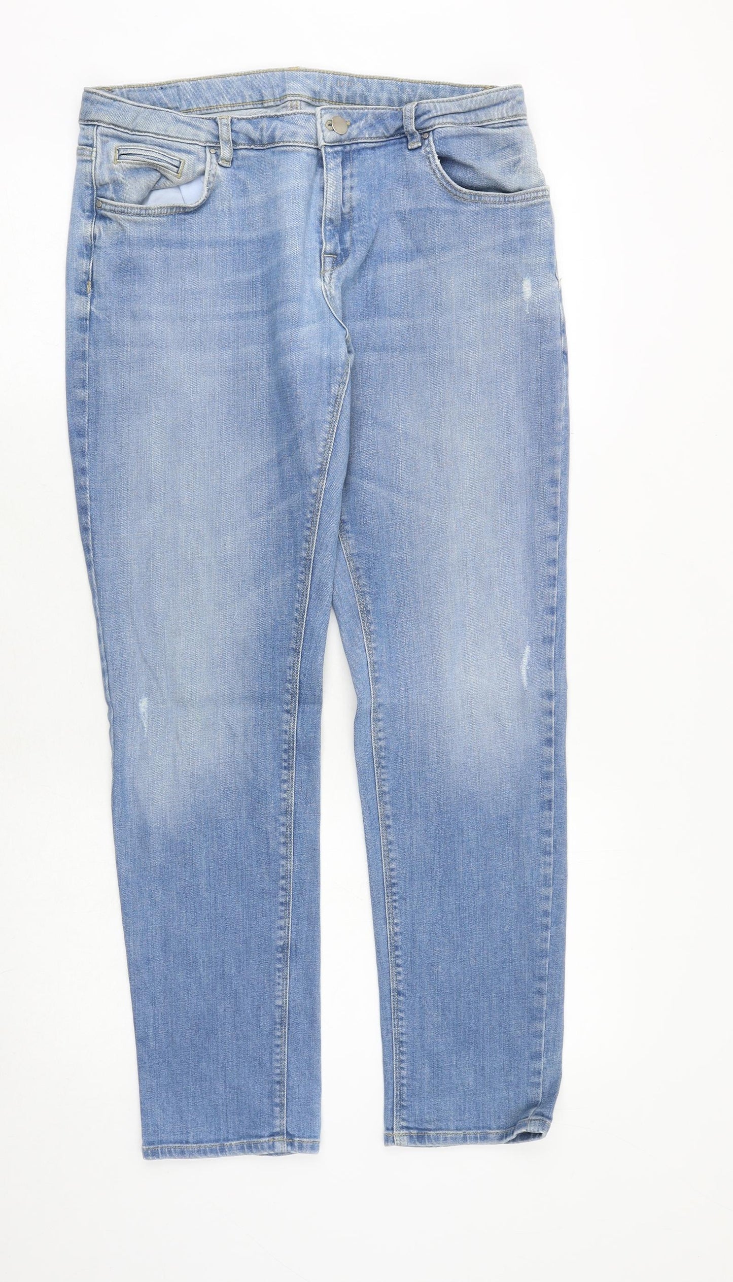 Jigsaw Womens Blue Cotton Straight Jeans Size 32 in Regular Zip