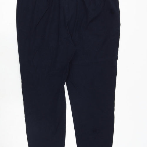 Marks and Spencer Womens Blue Cotton Capri Trousers Size 20 Regular Zip