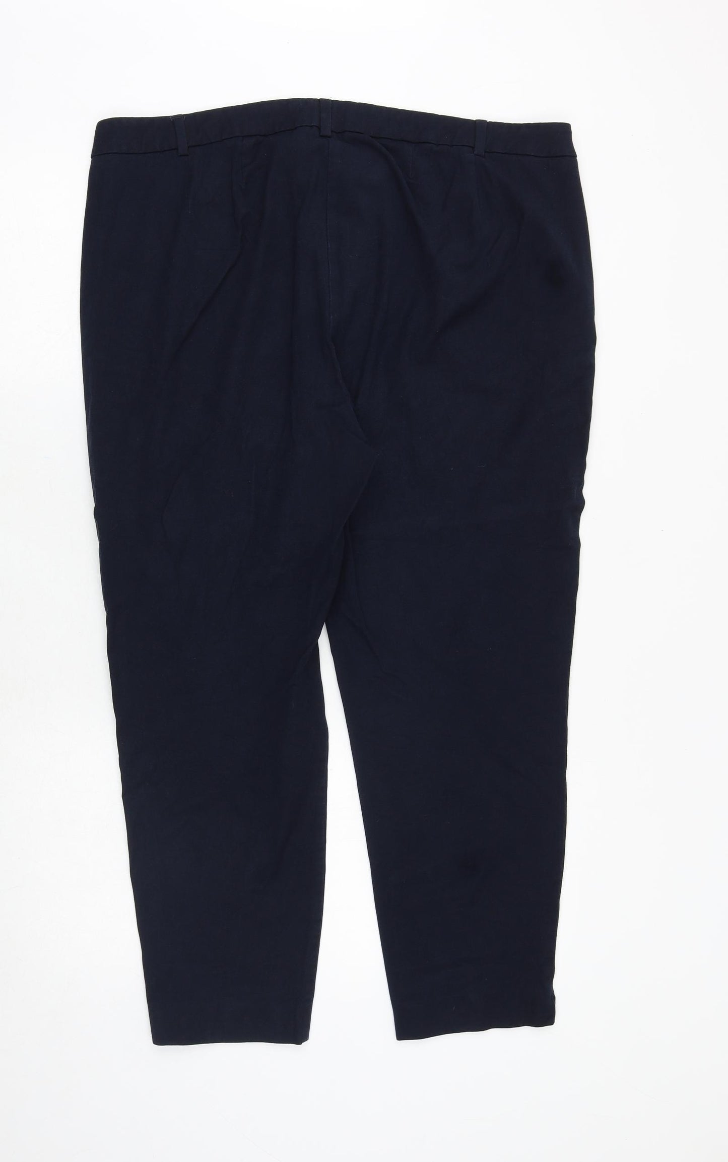 Marks and Spencer Womens Blue Cotton Capri Trousers Size 20 Regular Zip