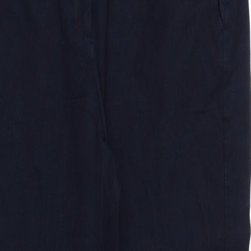 Marks and Spencer Womens Blue Cotton Capri Trousers Size 20 Regular Zip