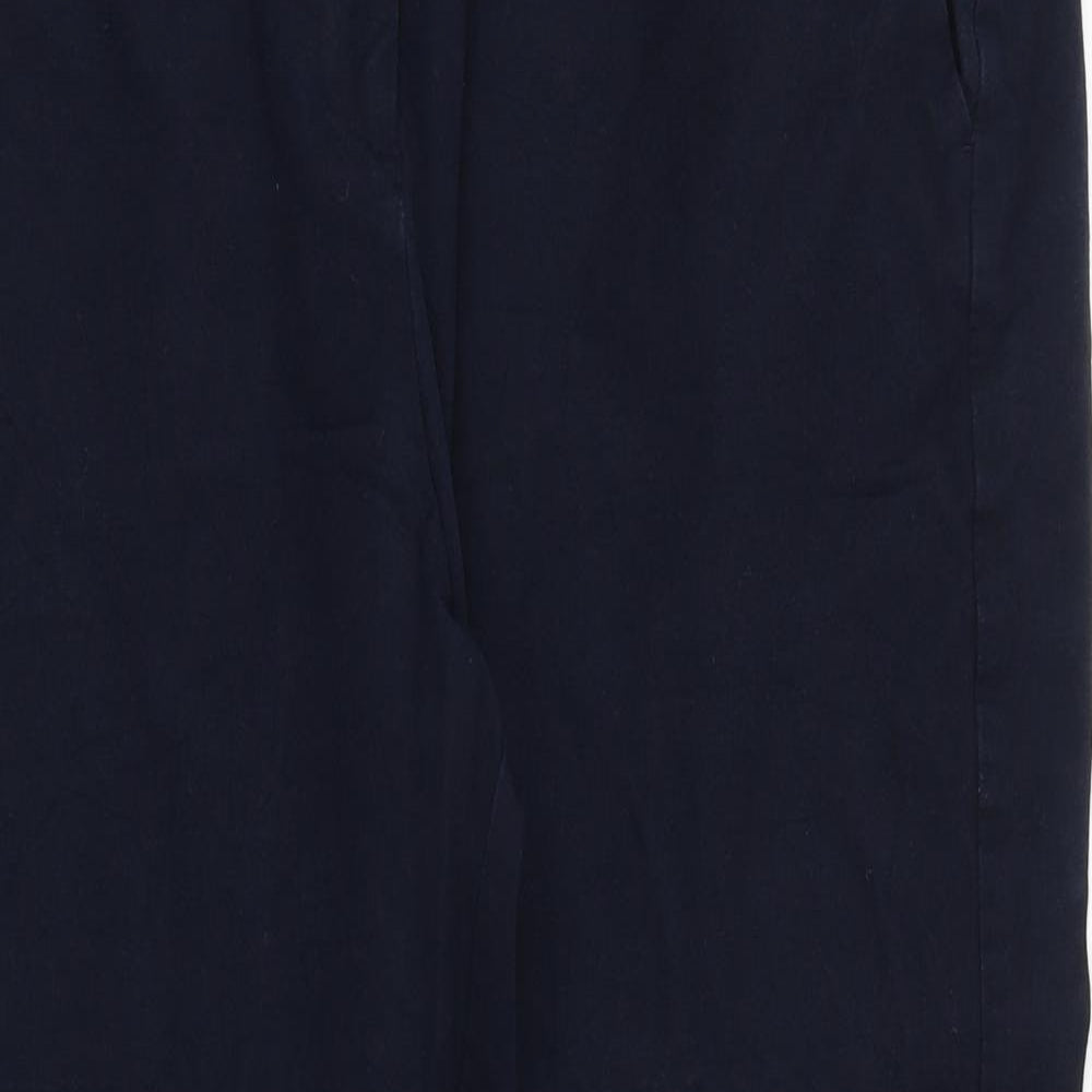 Marks and Spencer Womens Blue Cotton Capri Trousers Size 20 Regular Zip