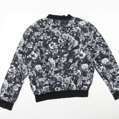 INNOCENCE Womens Black Floral Bomber Jacket Jacket Size 14 Zip