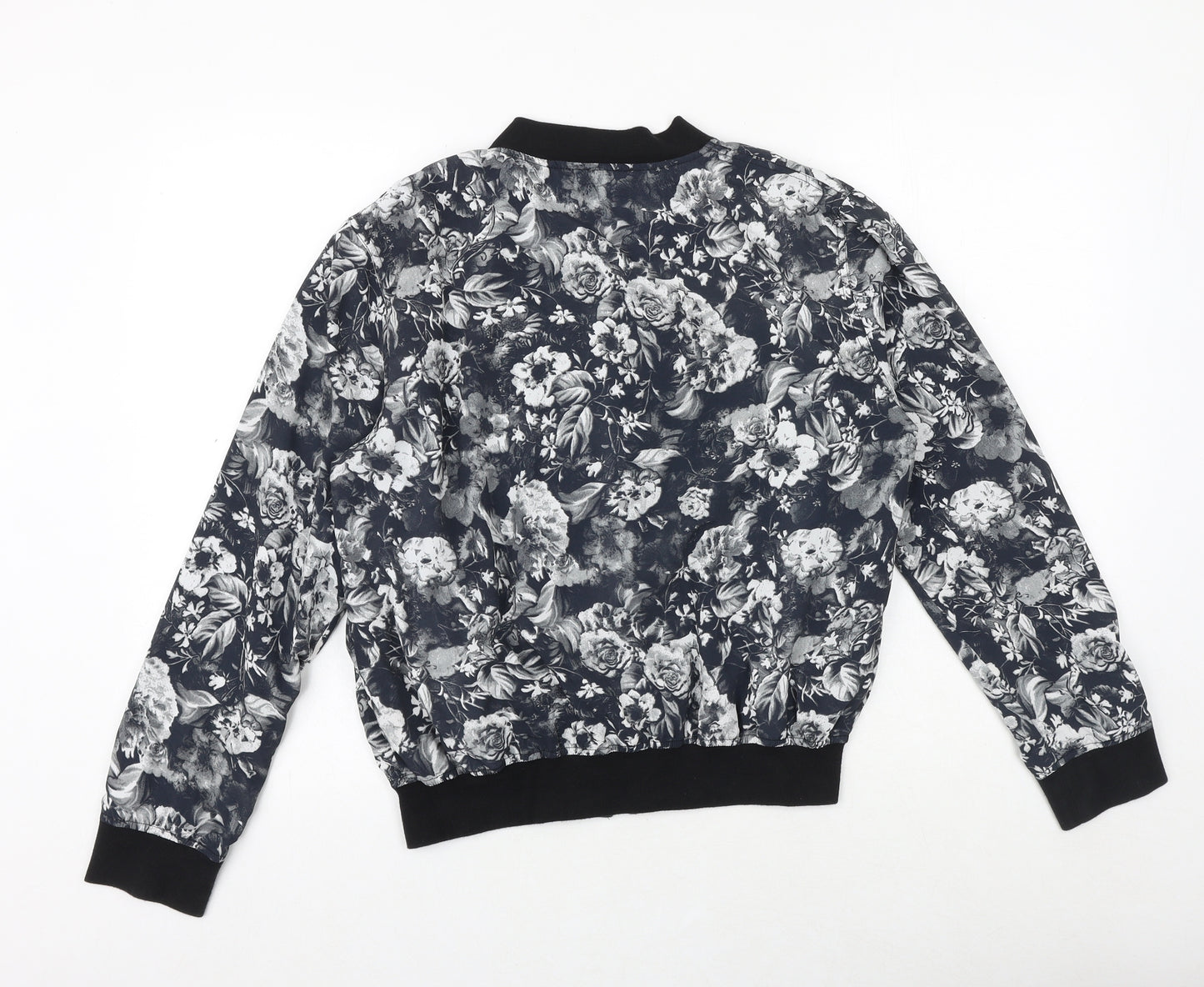 INNOCENCE Womens Black Floral Bomber Jacket Jacket Size 14 Zip
