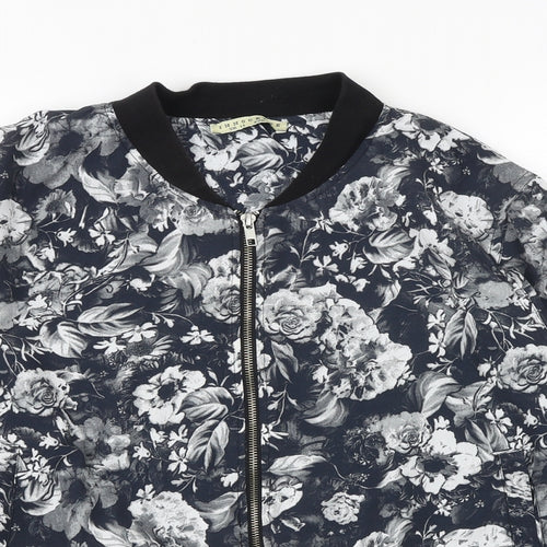 INNOCENCE Womens Black Floral Bomber Jacket Jacket Size 14 Zip