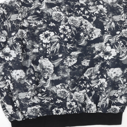 INNOCENCE Womens Black Floral Bomber Jacket Jacket Size 14 Zip