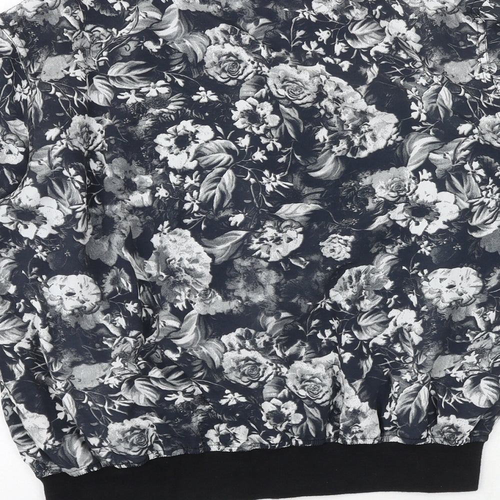INNOCENCE Womens Black Floral Bomber Jacket Jacket Size 14 Zip