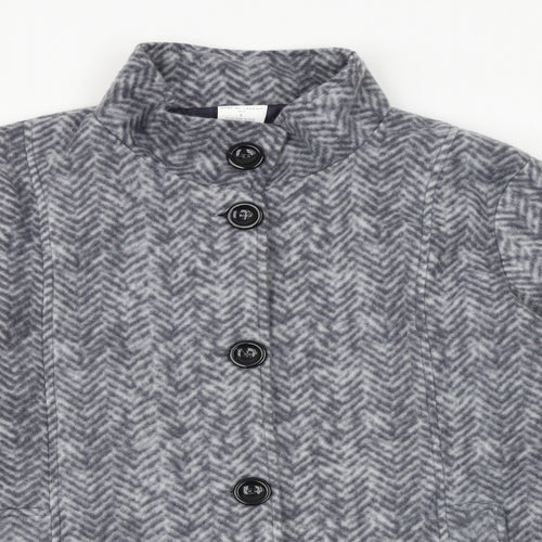 Anna De Lancay Womens Grey Herringbone Pea Coat Coat Size S Button