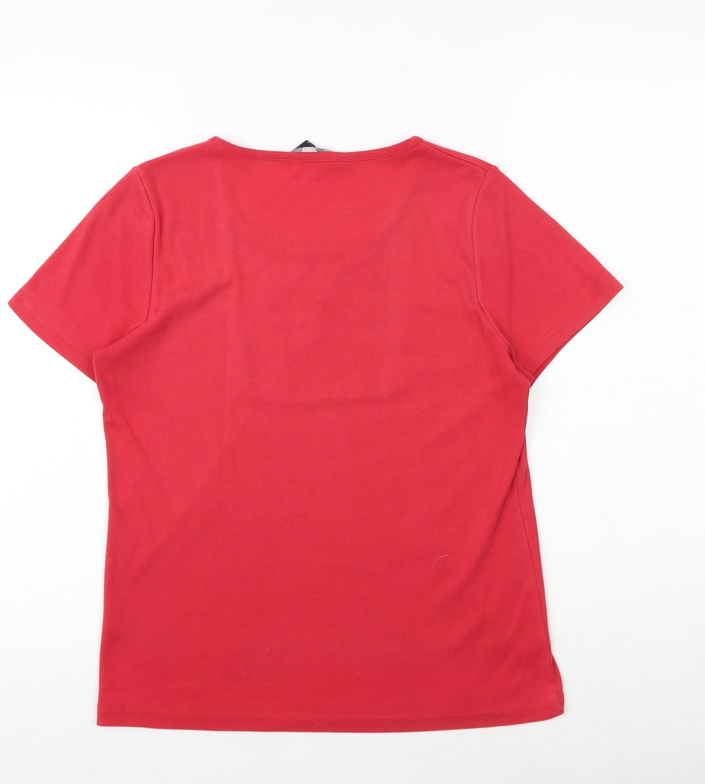 Bonmarché Womens Red Cotton Basic T-Shirt Size S Round Neck