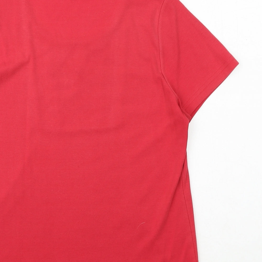 Bonmarché Womens Red Cotton Basic T-Shirt Size S Round Neck