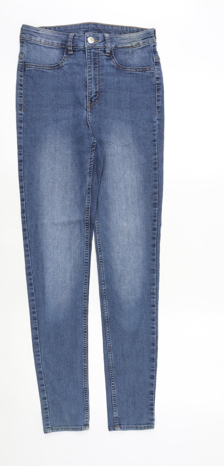 H&M Womens Blue Cotton Skinny Jeans Size 8 Regular Zip