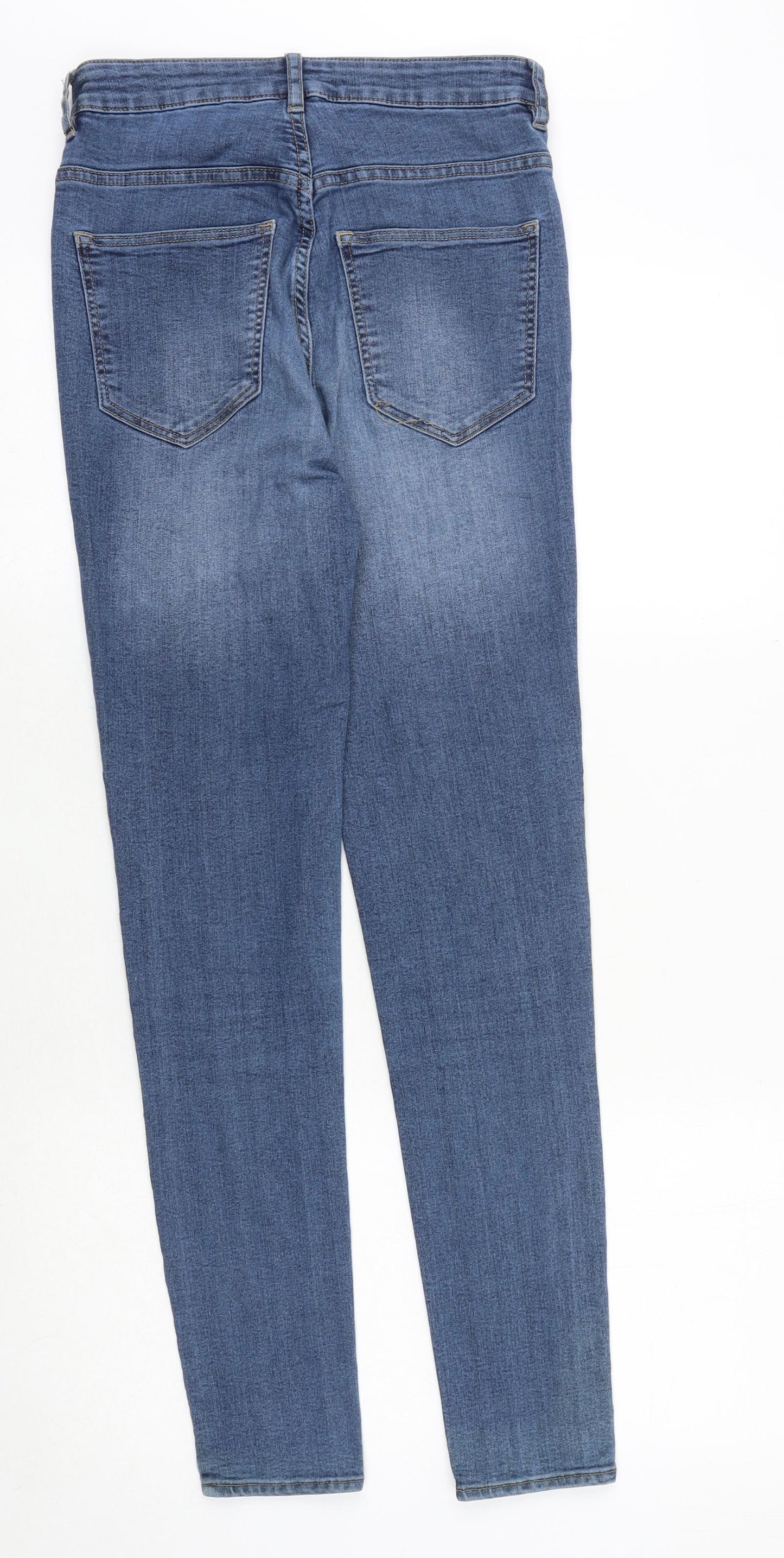 H&M Womens Blue Cotton Skinny Jeans Size 8 Regular Zip