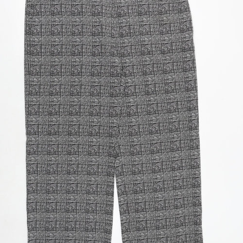 Marks and Spencer Womens Black Plaid Viscose Trousers Size 20 Regular Zip
