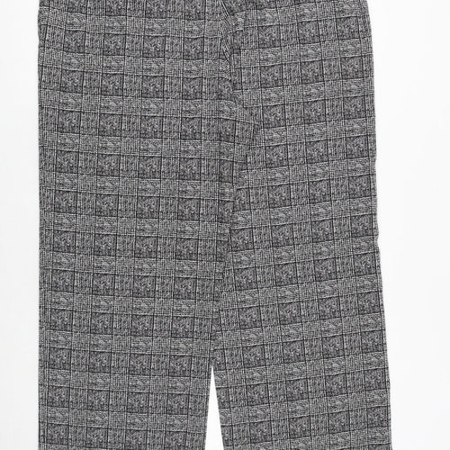 Marks and Spencer Womens Black Plaid Viscose Trousers Size 20 Regular Zip
