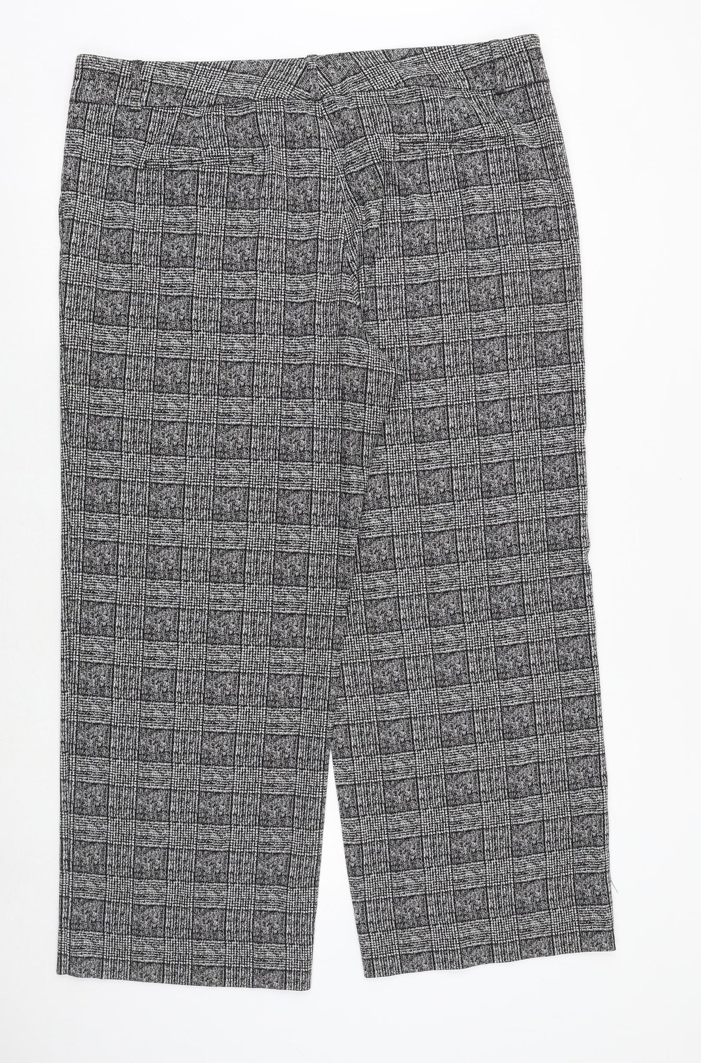 Marks and Spencer Womens Black Plaid Viscose Trousers Size 20 Regular Zip