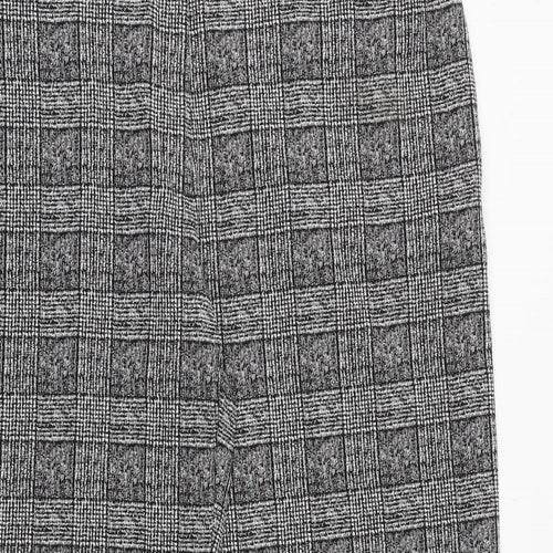 Marks and Spencer Womens Black Plaid Viscose Trousers Size 20 Regular Zip