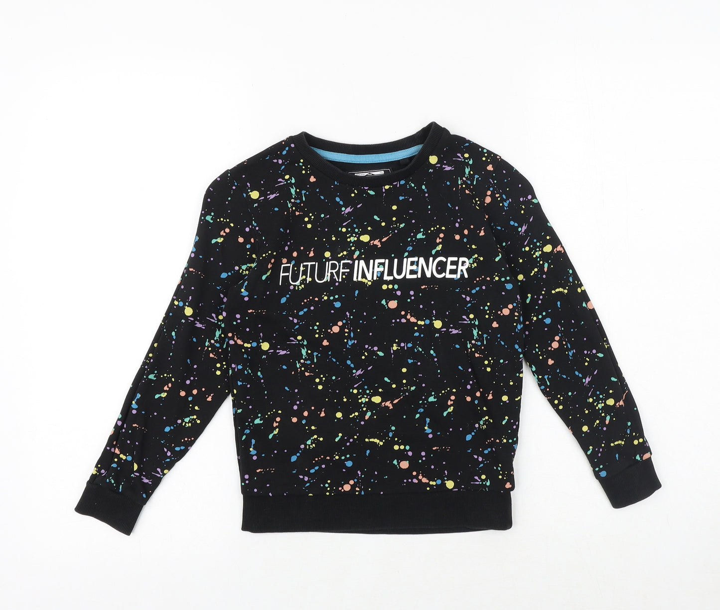 NEXT Boys Black Geometric 100% Cotton Pullover Sweatshirt Size 6-7 Years Pullover - Future Influencer