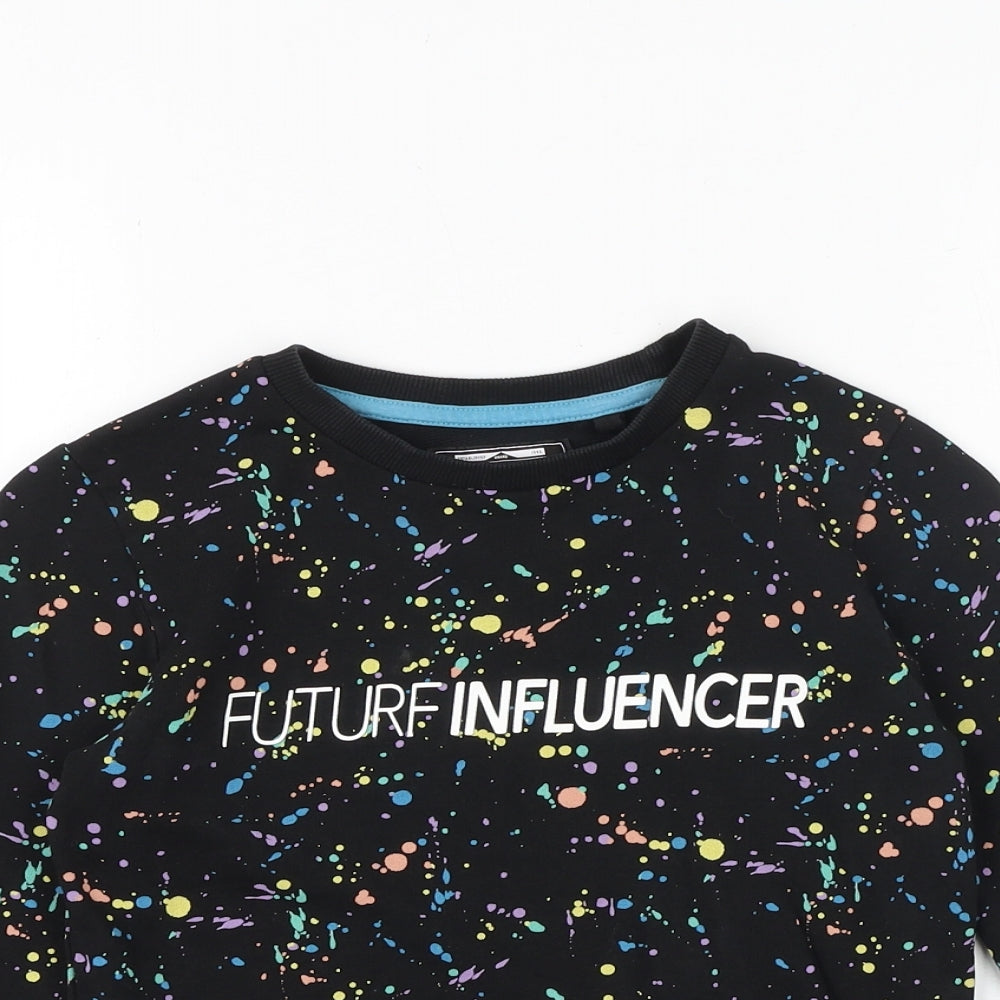 NEXT Boys Black Geometric 100% Cotton Pullover Sweatshirt Size 6-7 Years Pullover - Future Influencer