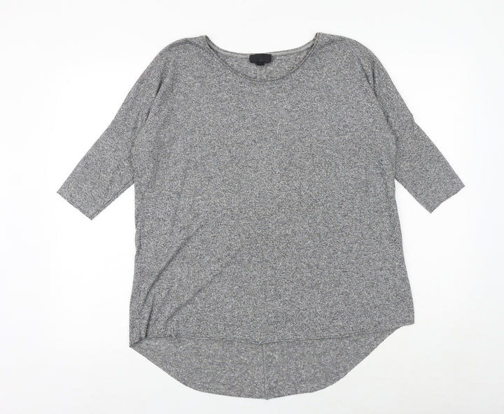 Topshop Womens Grey Viscose Basic T-Shirt Size 8 Round Neck