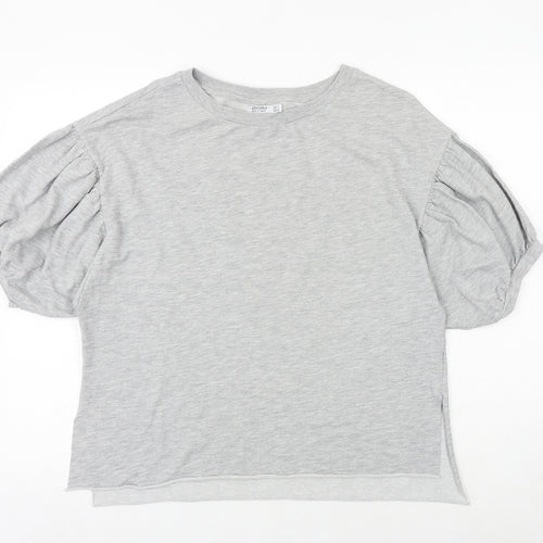 Bershka Womens Grey Polyester Basic T-Shirt Size S Round Neck