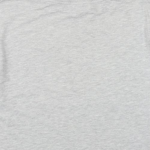 Bershka Womens Grey Polyester Basic T-Shirt Size S Round Neck