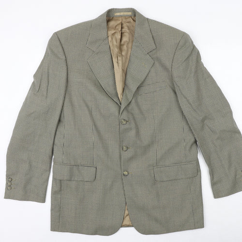 Burton Mens Brown Geometric Wool Jacket Blazer Size 40 Regular