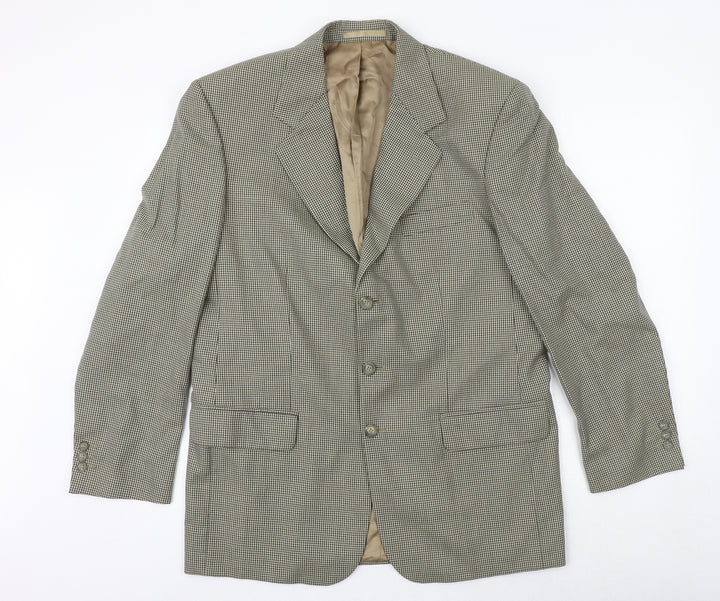 Burton Mens Brown Geometric Wool Jacket Blazer Size 40 Regular