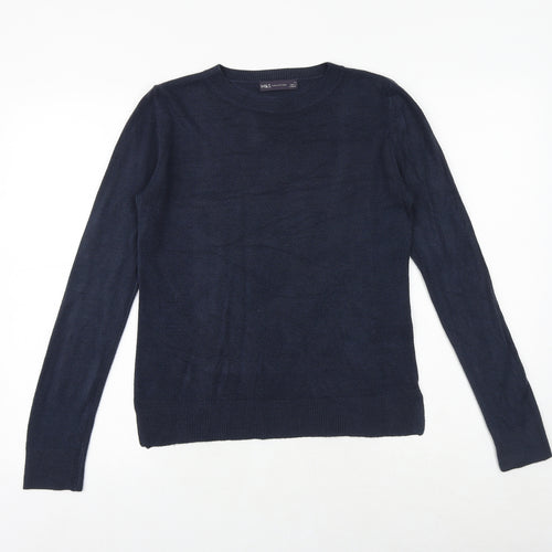 Marks and Spencer Womens Blue Round Neck Acrylic Pullover Jumper Size 10