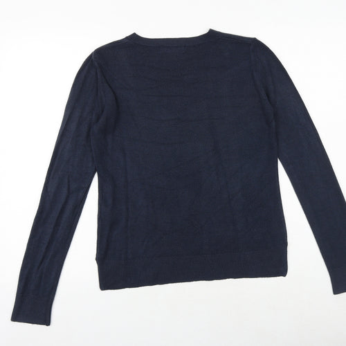Marks and Spencer Womens Blue Round Neck Acrylic Pullover Jumper Size 10