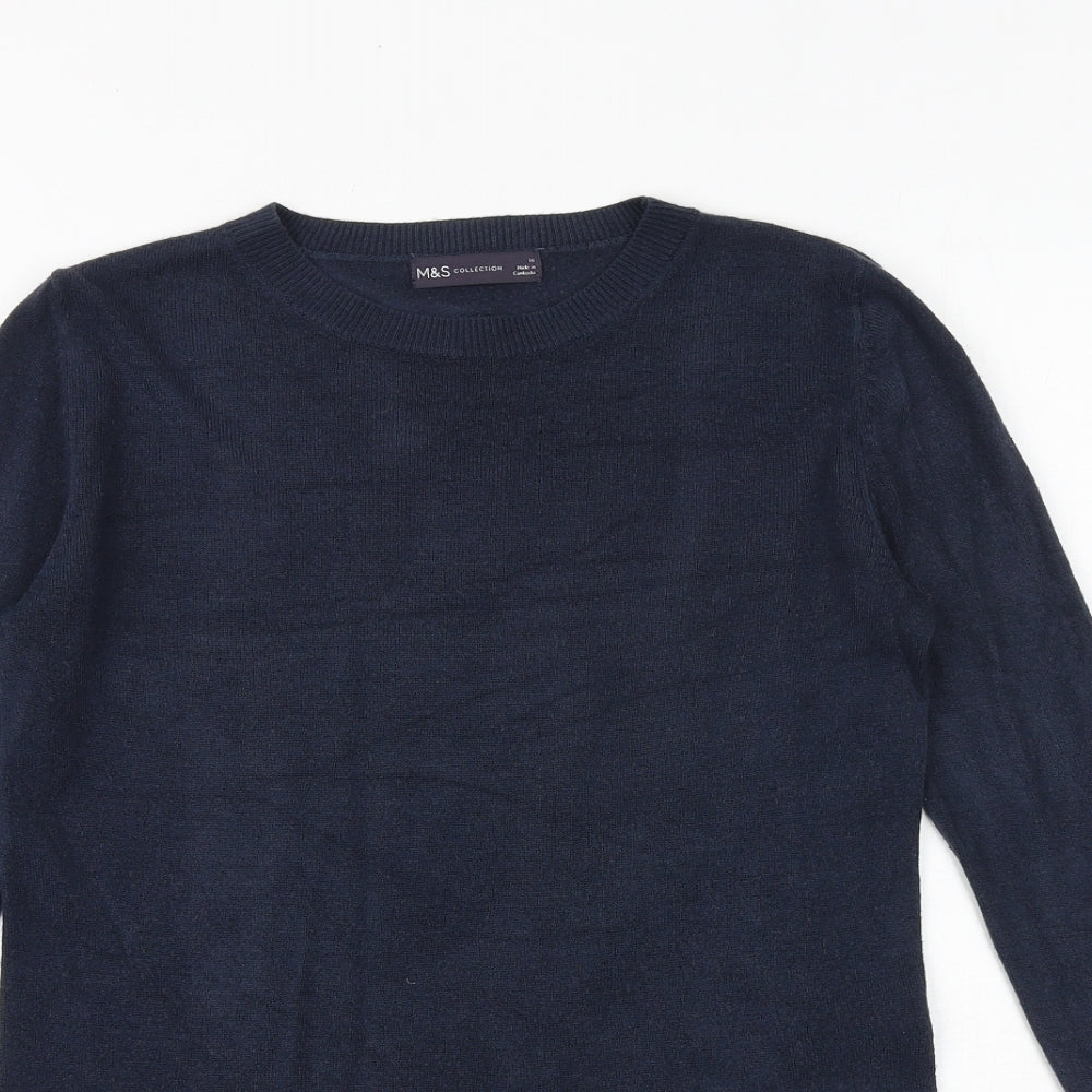 Marks and Spencer Womens Blue Round Neck Acrylic Pullover Jumper Size 10