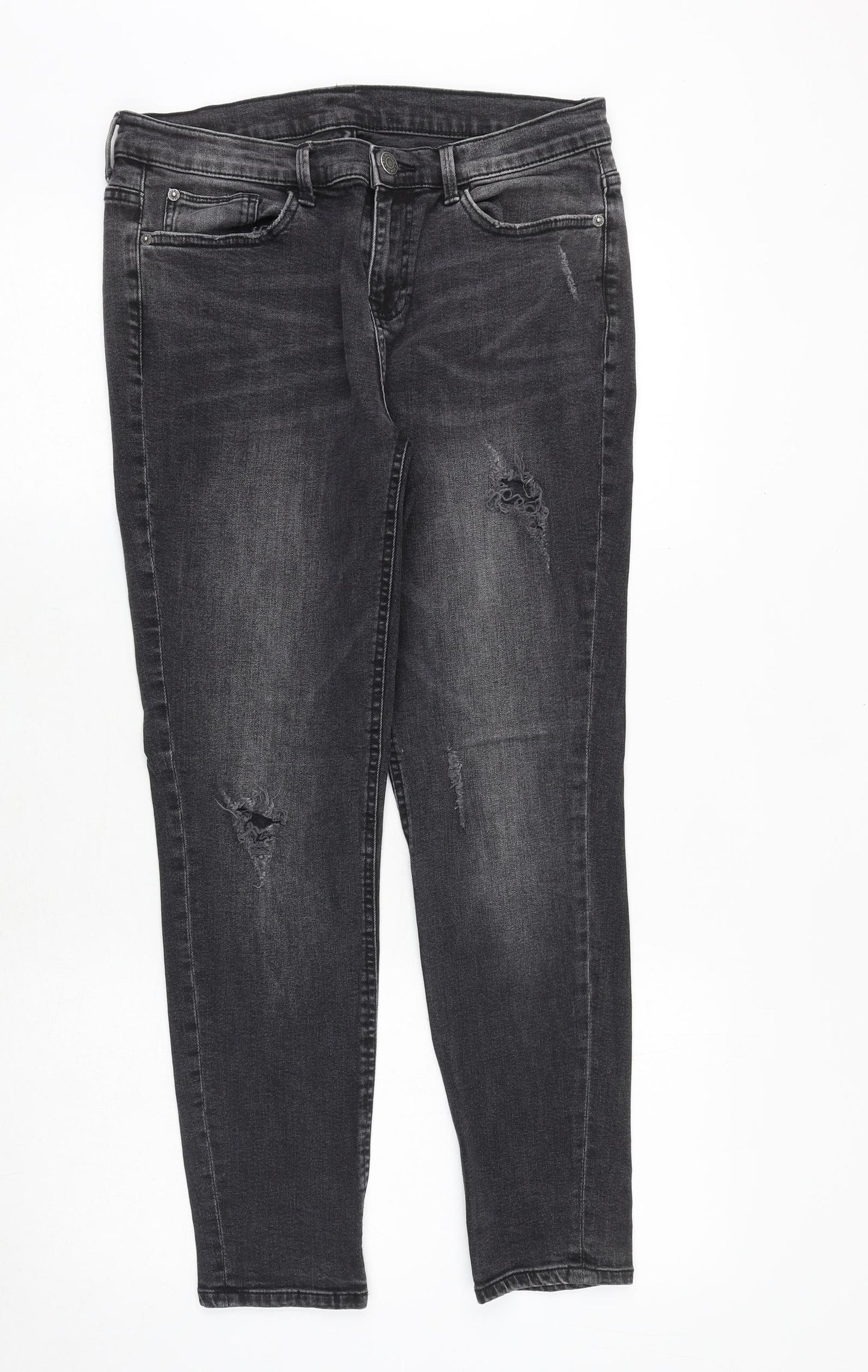 Debenhams Womens Grey Cotton Skinny Jeans Size 12 Regular Zip