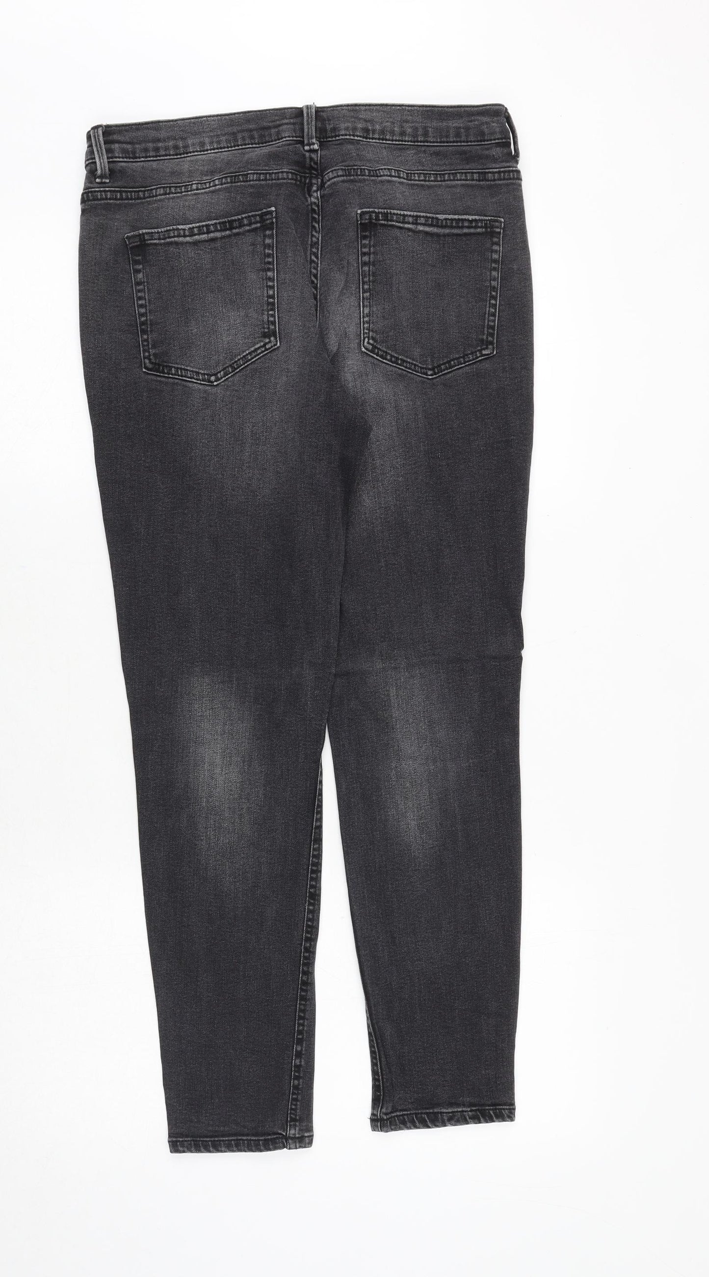 Debenhams Womens Grey Cotton Skinny Jeans Size 12 Regular Zip