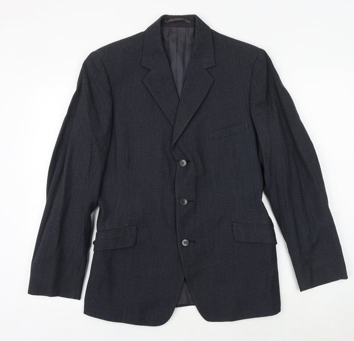 Burton Mens Blue Polyester Jacket Suit Jacket Size 36 Regular