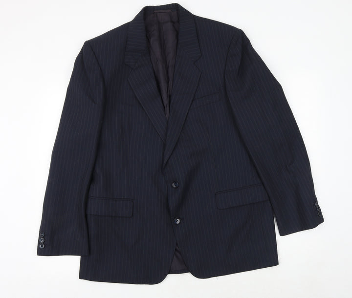 Pierro Cini Mens Blue Striped Wool Jacket Suit Jacket Size 44 Regular