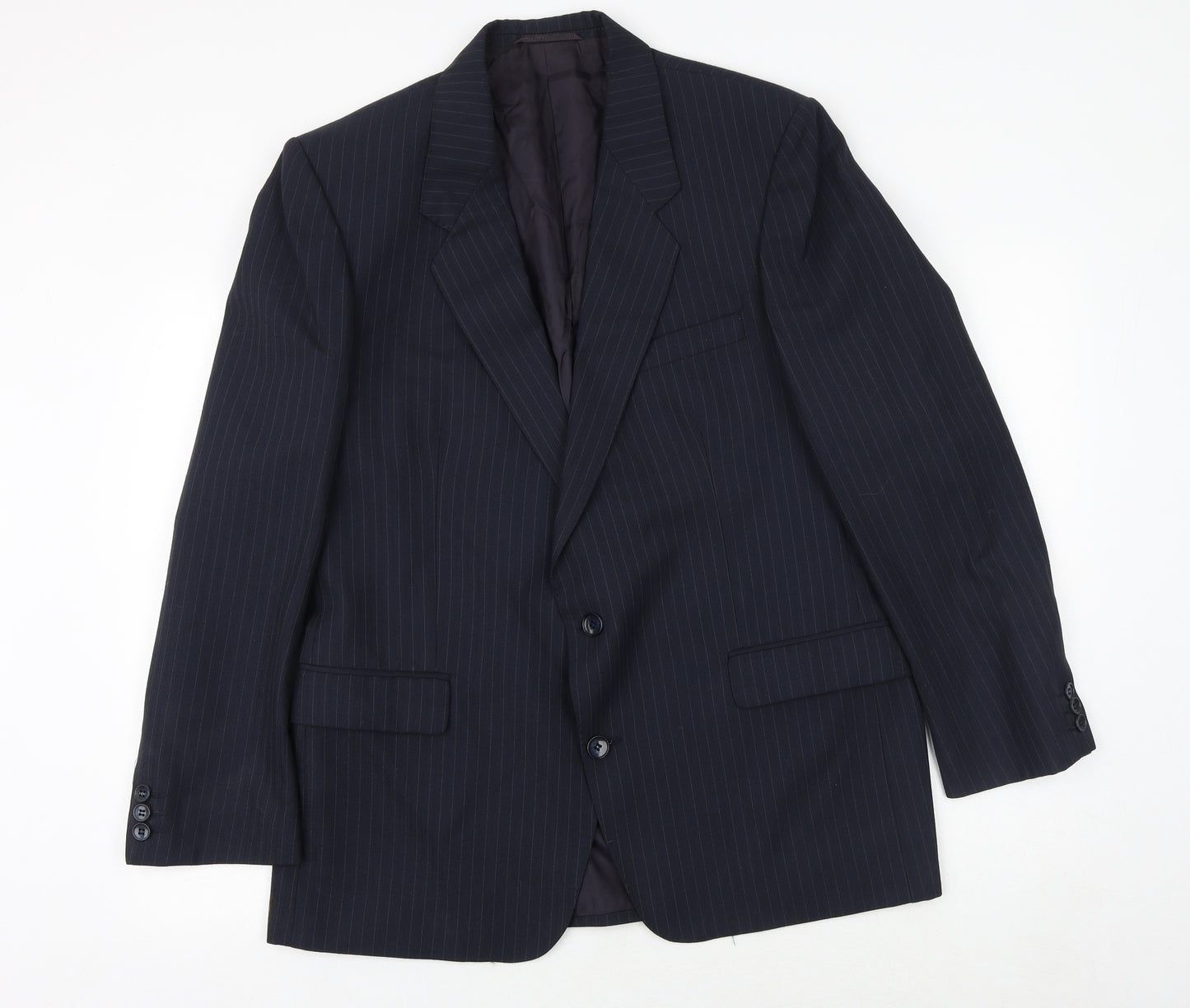 Pierro Cini Mens Blue Striped Wool Jacket Suit Jacket Size 44 Regular