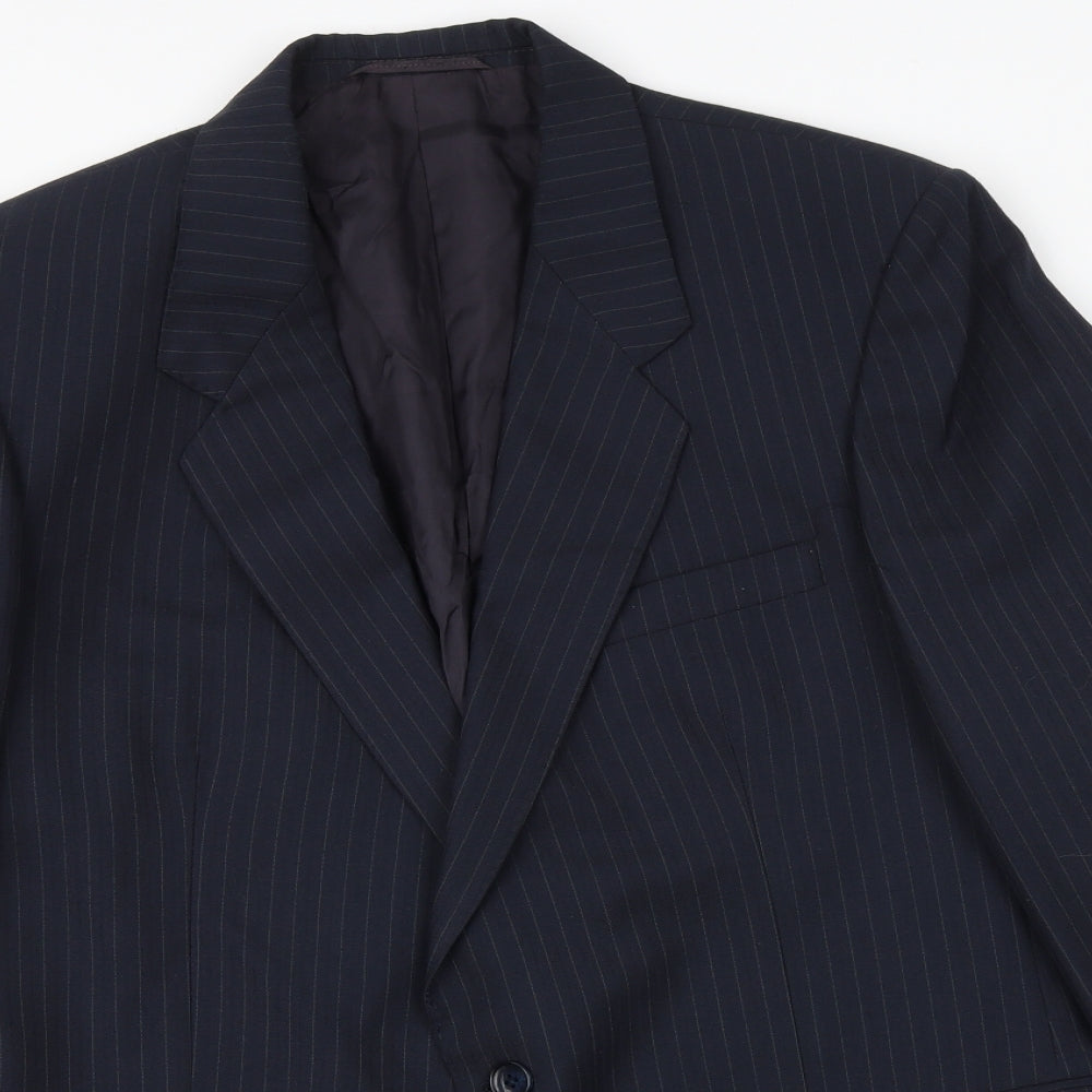 Pierro Cini Mens Blue Striped Wool Jacket Suit Jacket Size 44 Regular