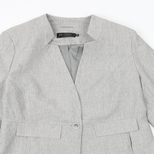 bonprix Womens Grey Pea Coat Coat Size 12 Button