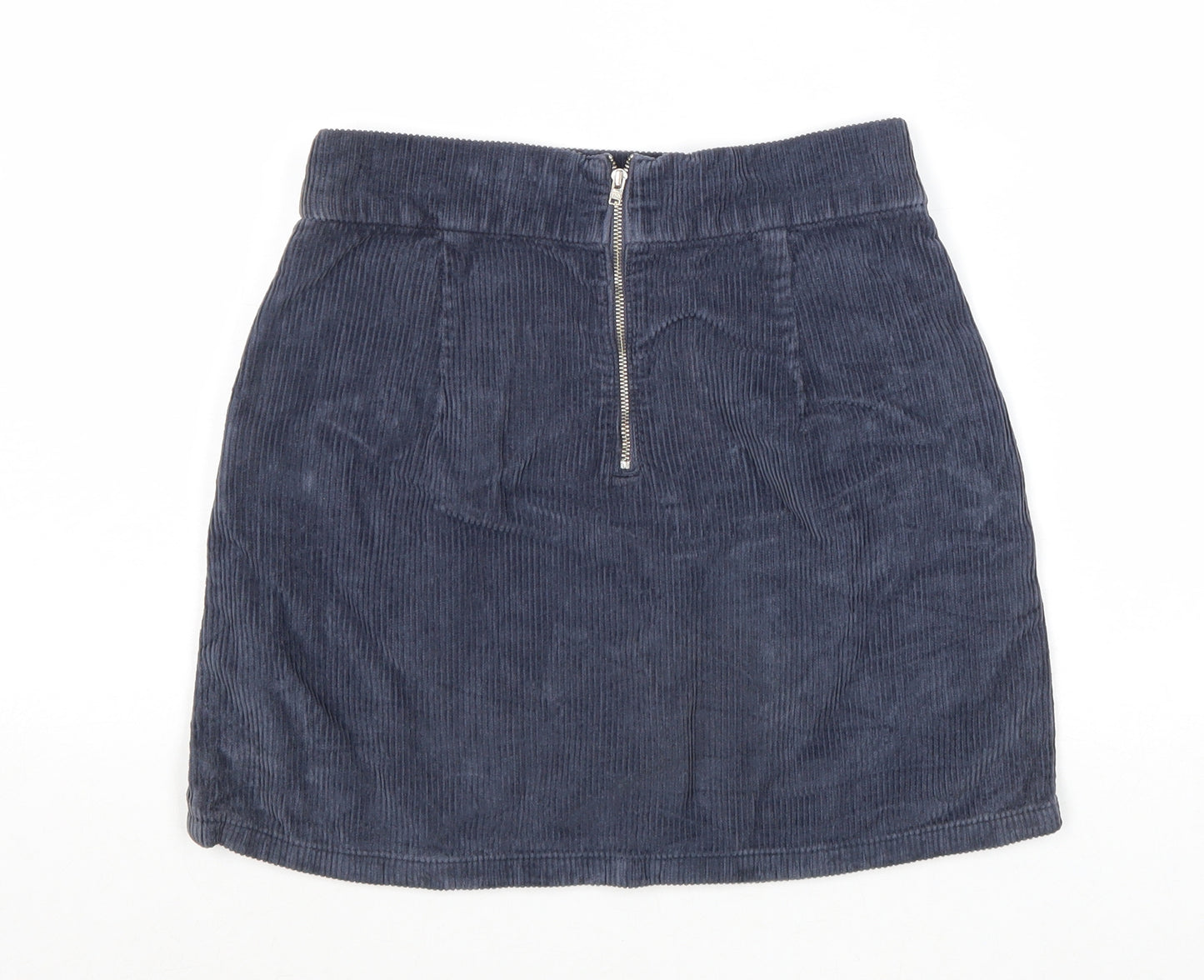 Topshop Womens Blue Cotton A-Line Skirt Size 26 in Zip