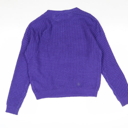 FB Sister Womens Purple Round Neck Acrylic Pullover Jumper Size XS - Polite Till I Bite