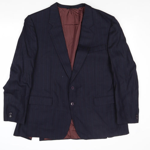 Hornes Mens Blue Striped Wool Jacket Suit Jacket Size 44 Regular