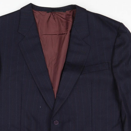 Hornes Mens Blue Striped Wool Jacket Suit Jacket Size 44 Regular