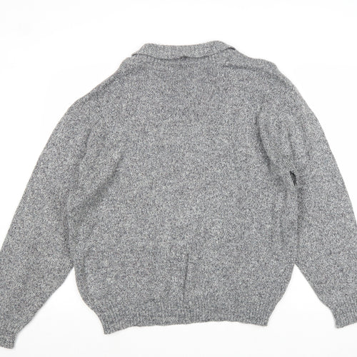 Carlos Rossini Womens Grey V-Neck Acetate Pullover Jumper Size M