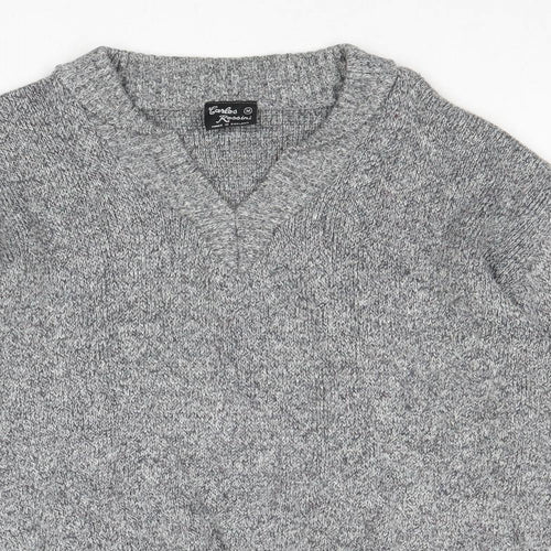 Carlos Rossini Womens Grey V-Neck Acetate Pullover Jumper Size M