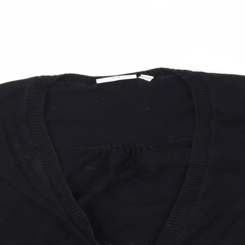 New Look Womens Black V-Neck Cotton Cardigan Jumper Size 16