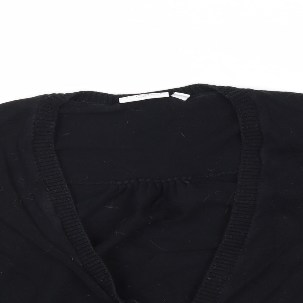 New Look Womens Black V-Neck Cotton Cardigan Jumper Size 16