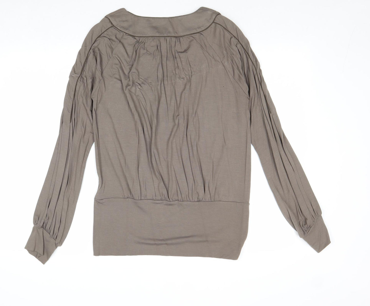 Part Two Womens Grey Viscose Basic Blouse Size L Scoop Neck